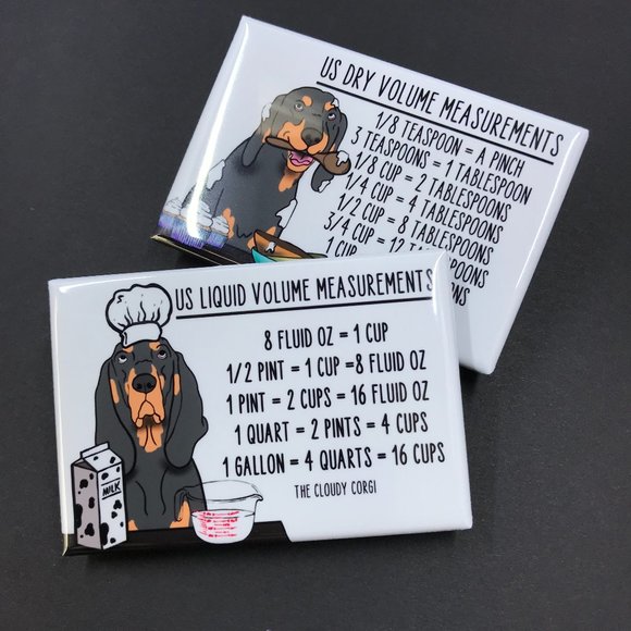 Black Tan Coonhound Dog Kitchen Measuring Magnets - Picture 3 of 7
